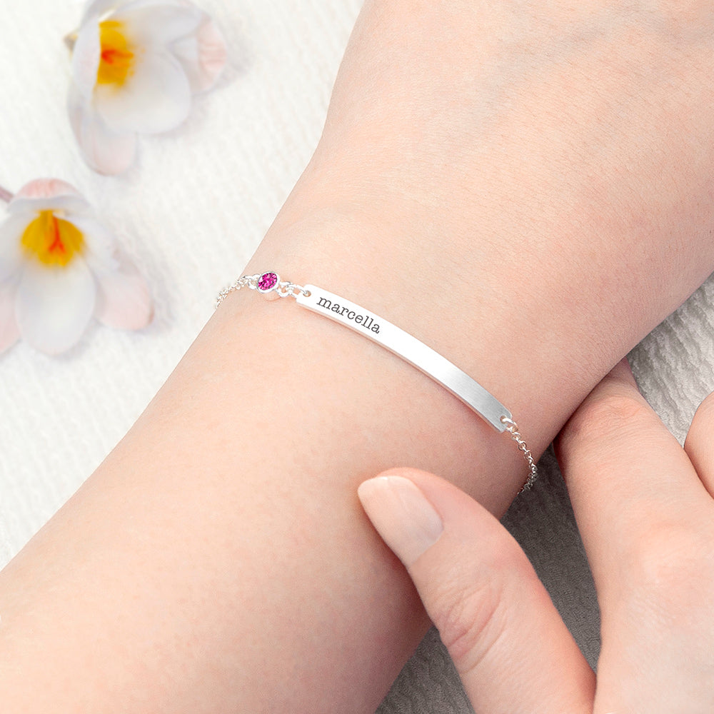 Personalised Silver Birthstone Crystal Bracelet