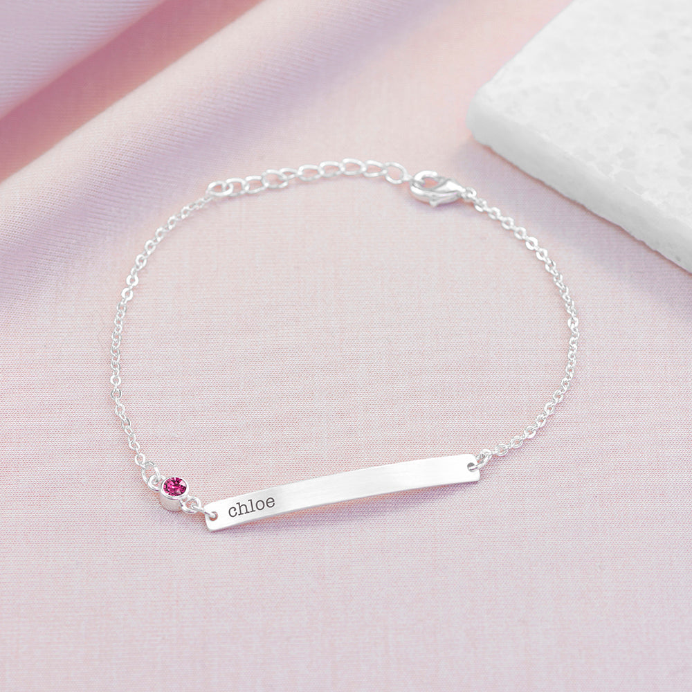 Personalised Silver Birthstone Crystal Bracelet