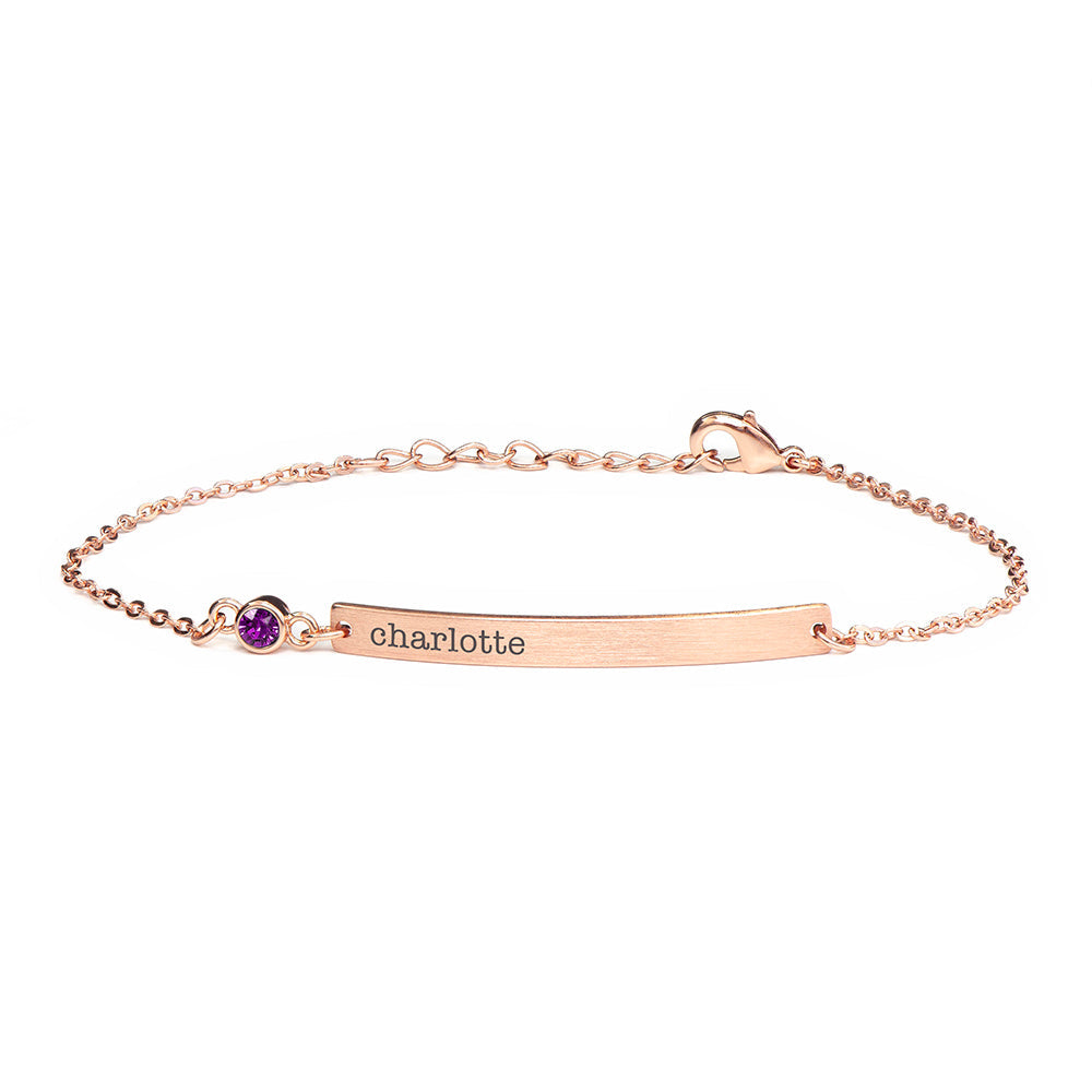 Personalised Rose Gold Birthstone Crystal Bracelet