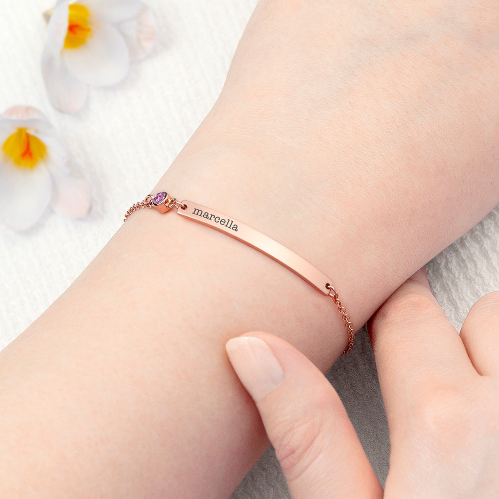 Personalised Rose Gold Birthstone Crystal Bracelet