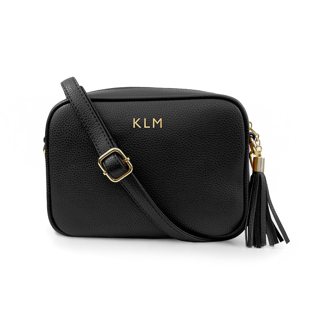 Personalised Luxury Crossbody Bag in Black