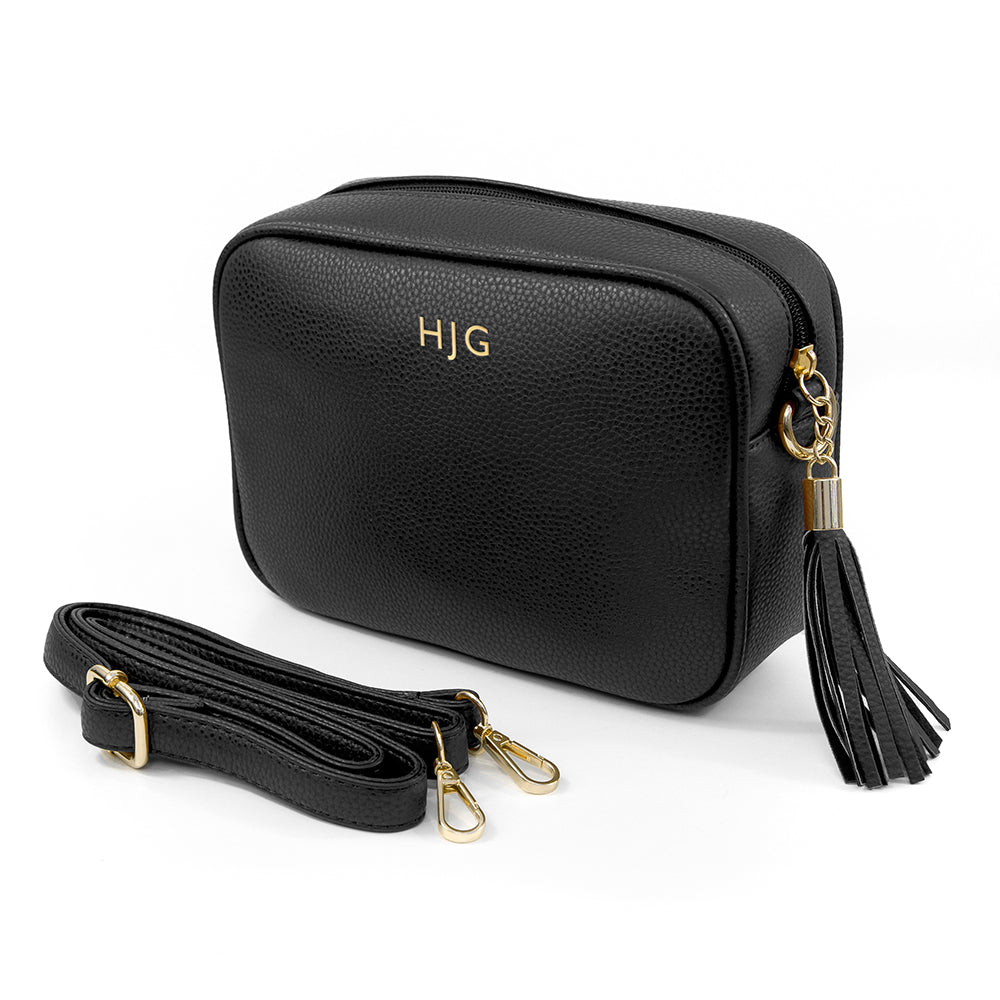 Personalised Luxury Crossbody Bag in Black