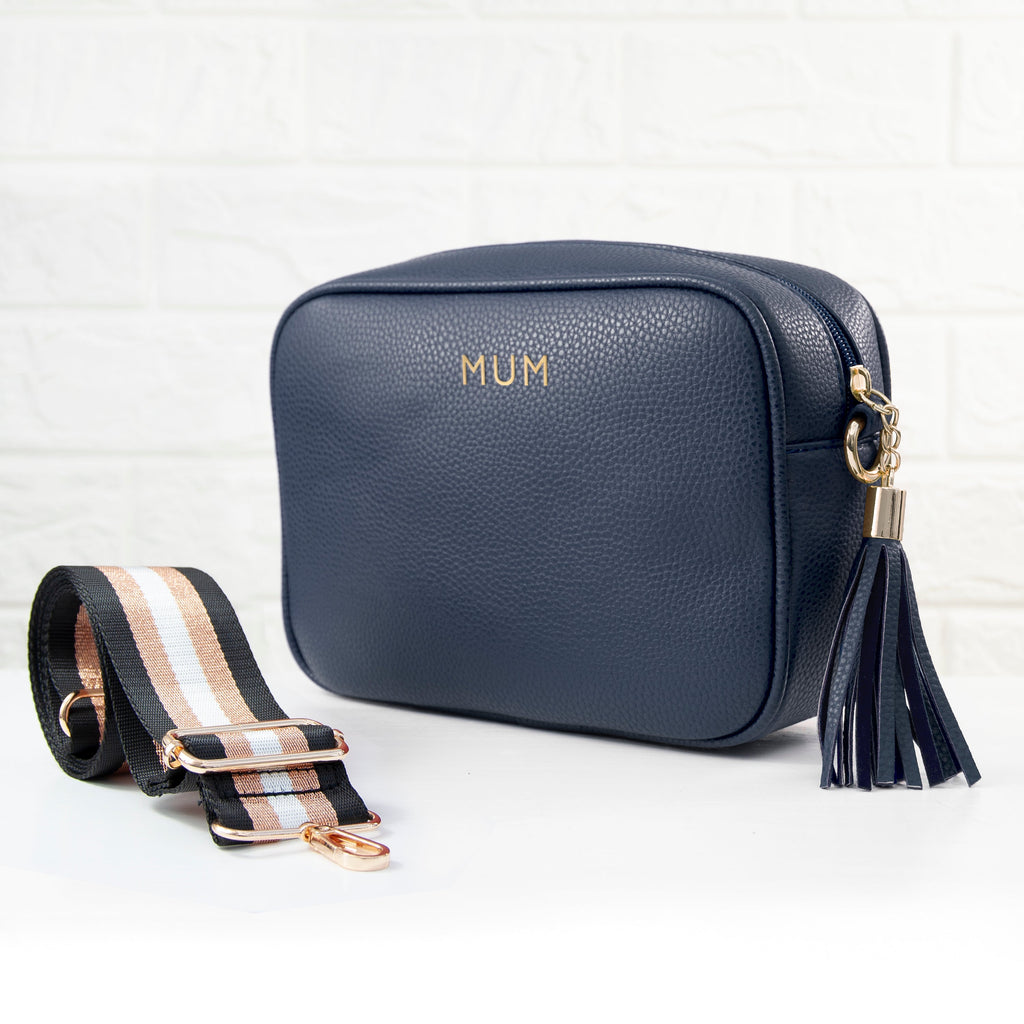 Personalised Luxury Crossbody Bag in Navy