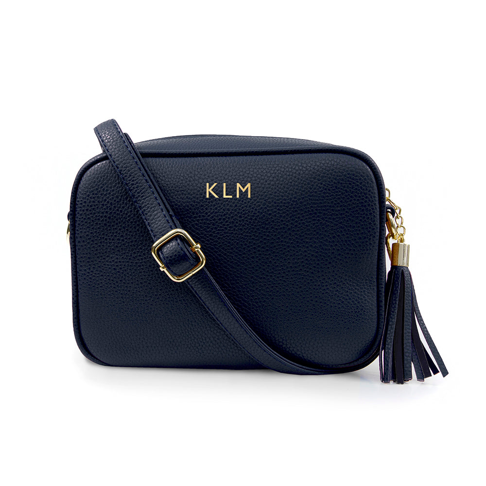 Personalised Luxury Crossbody Bag in Navy