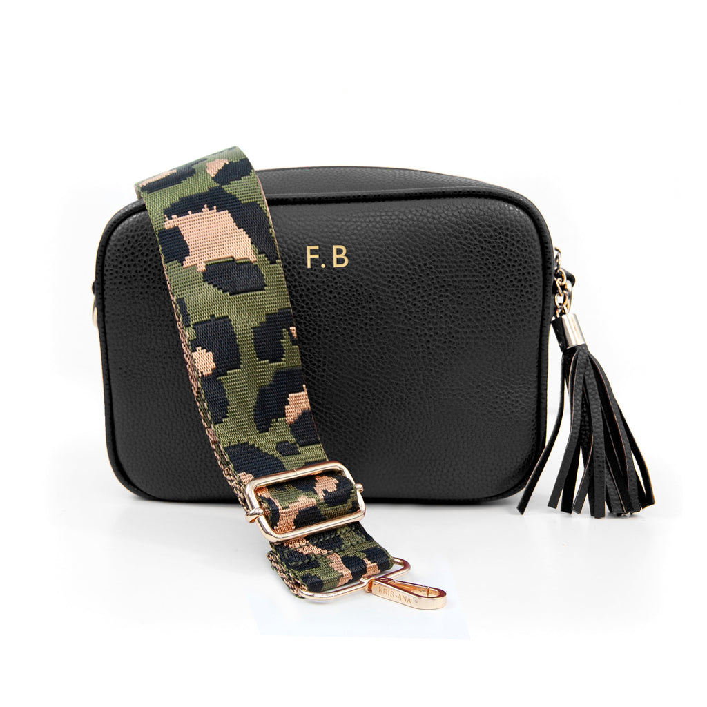 Personalised Luxury Crossbody Bag in Black