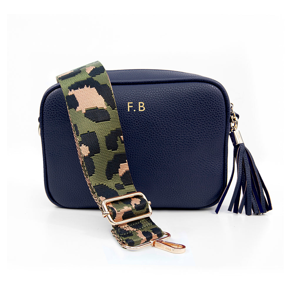 Personalised Luxury Crossbody Bag in Navy