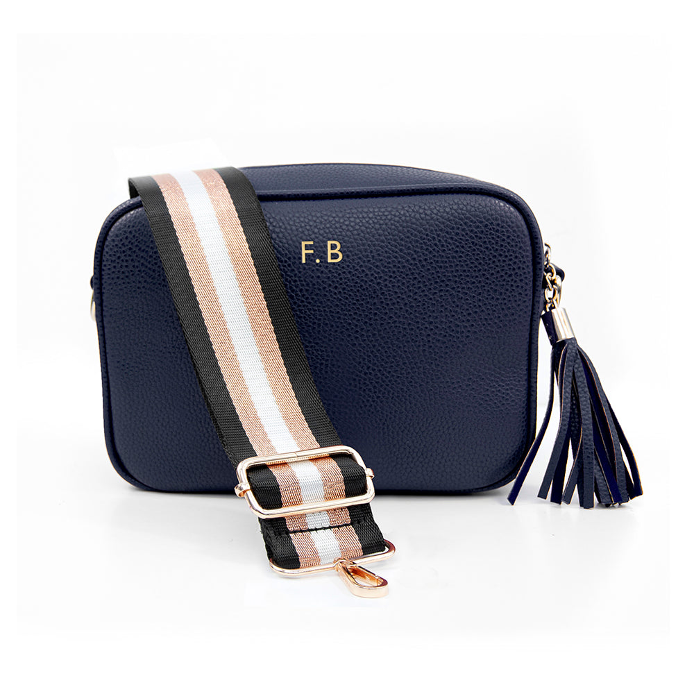 Personalised Luxury Crossbody Bag in Navy