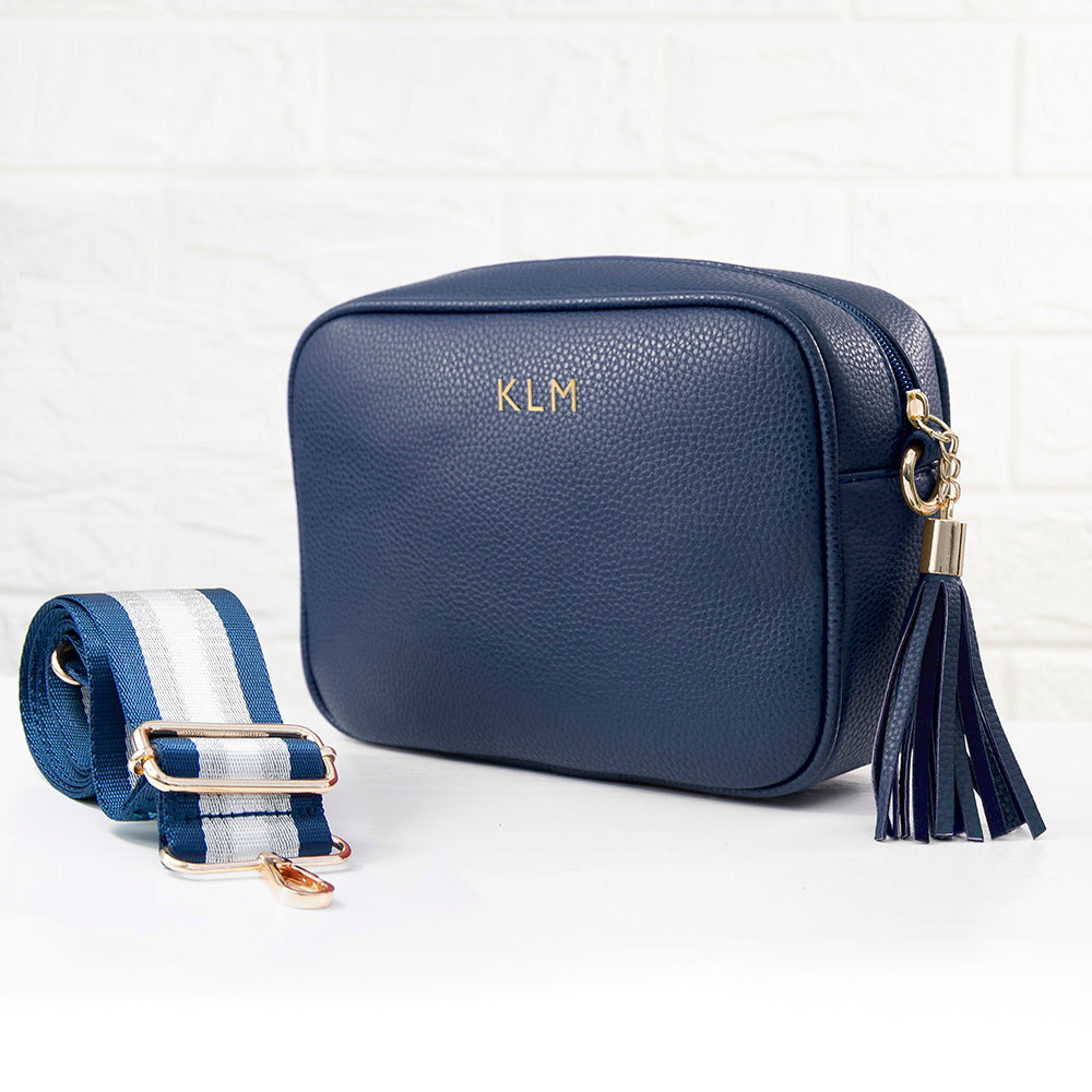 Personalised Luxury Crossbody Bag in Navy