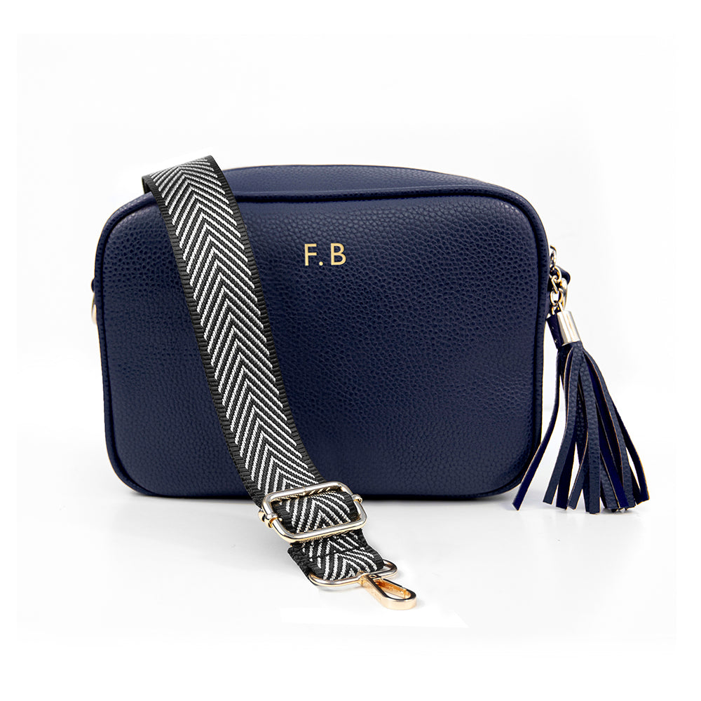 Personalised Luxury Crossbody Bag in Navy