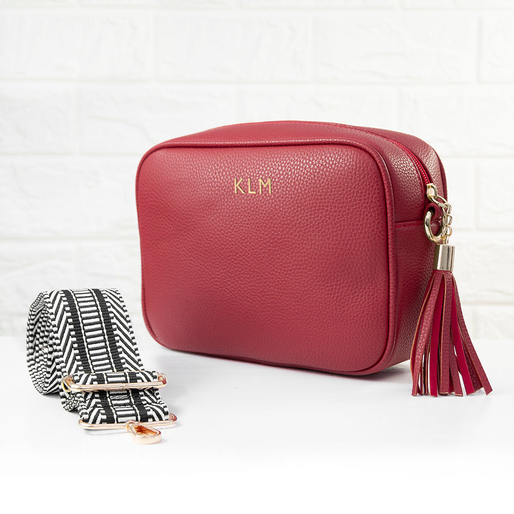 Personalised Red Crossbody Bag in Vegan Leather