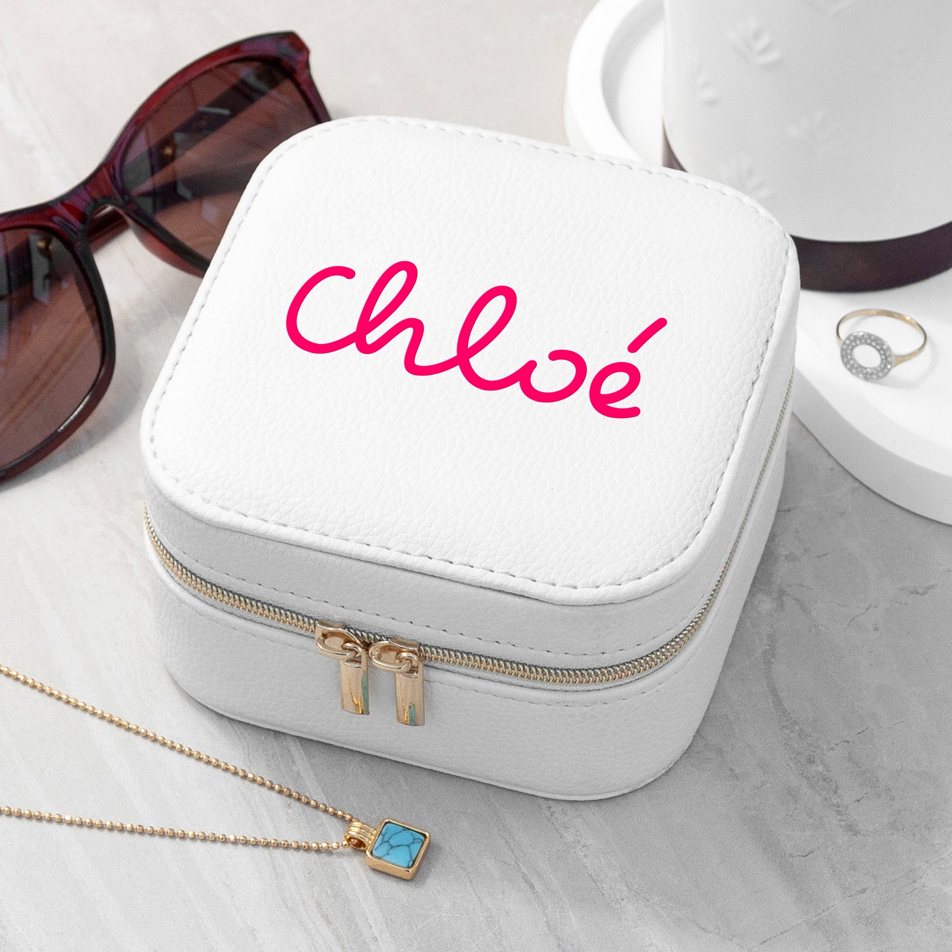 Personalised White Summer Jewellery Case