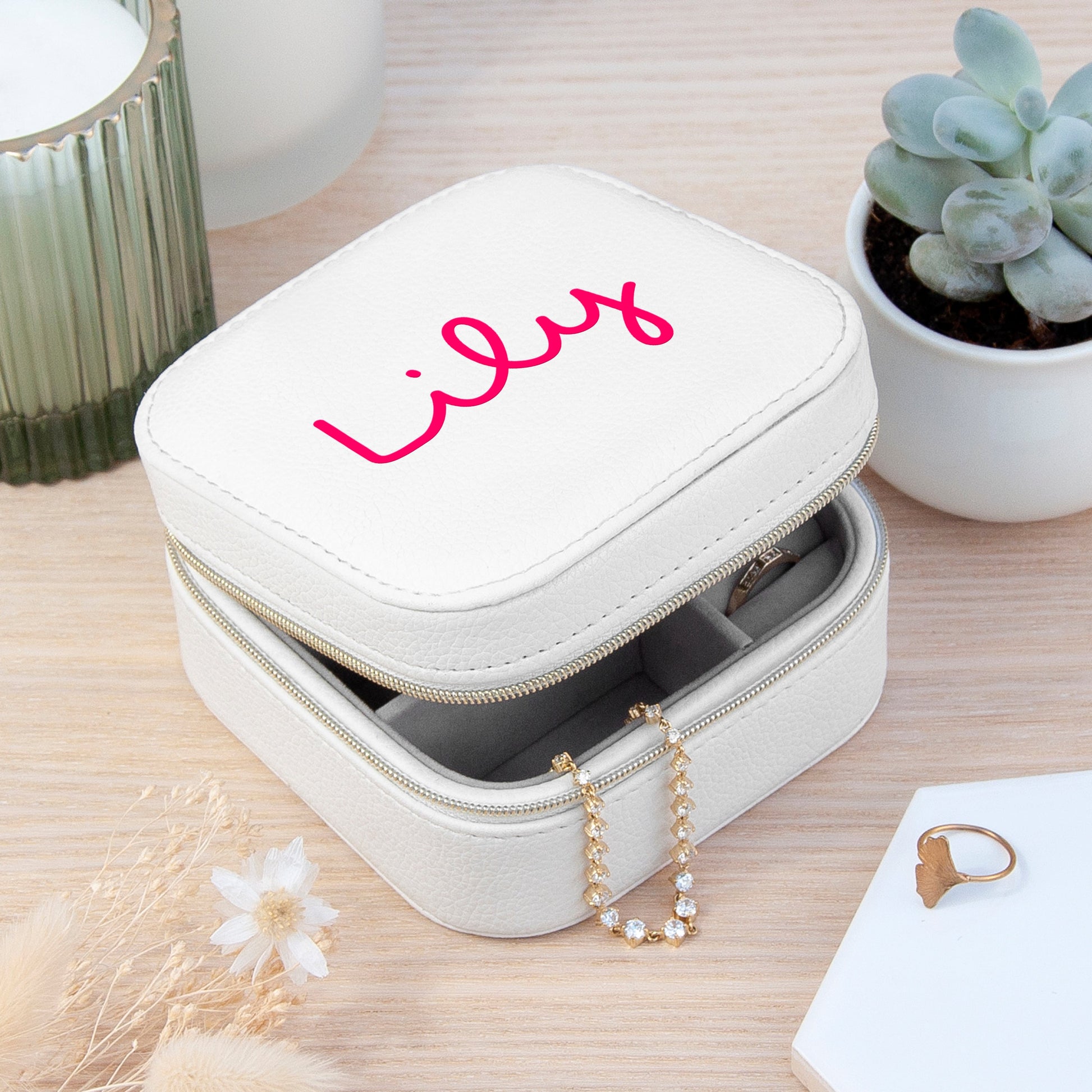 Personalised White Summer Jewellery Case