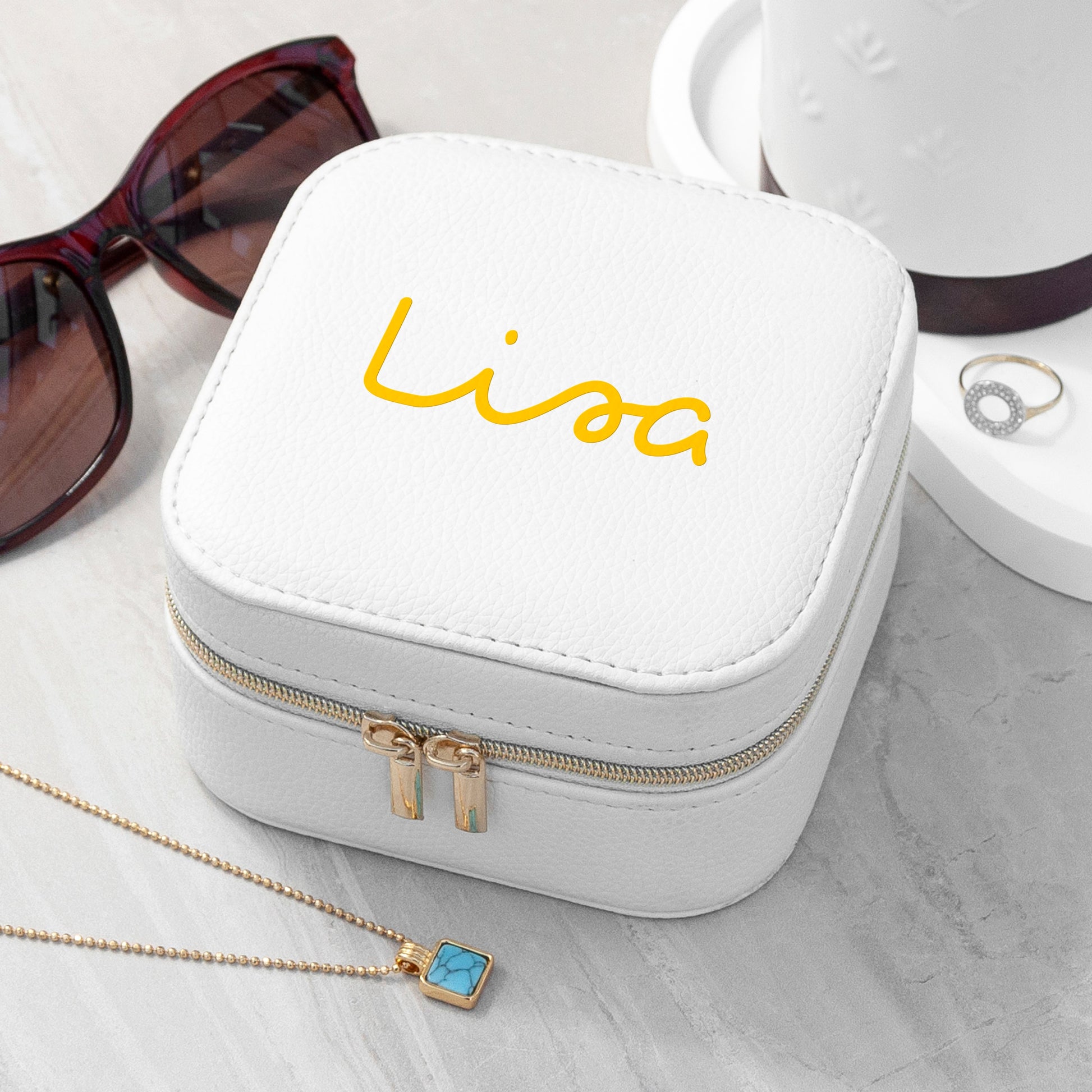 Personalised White Summer Jewellery Case
