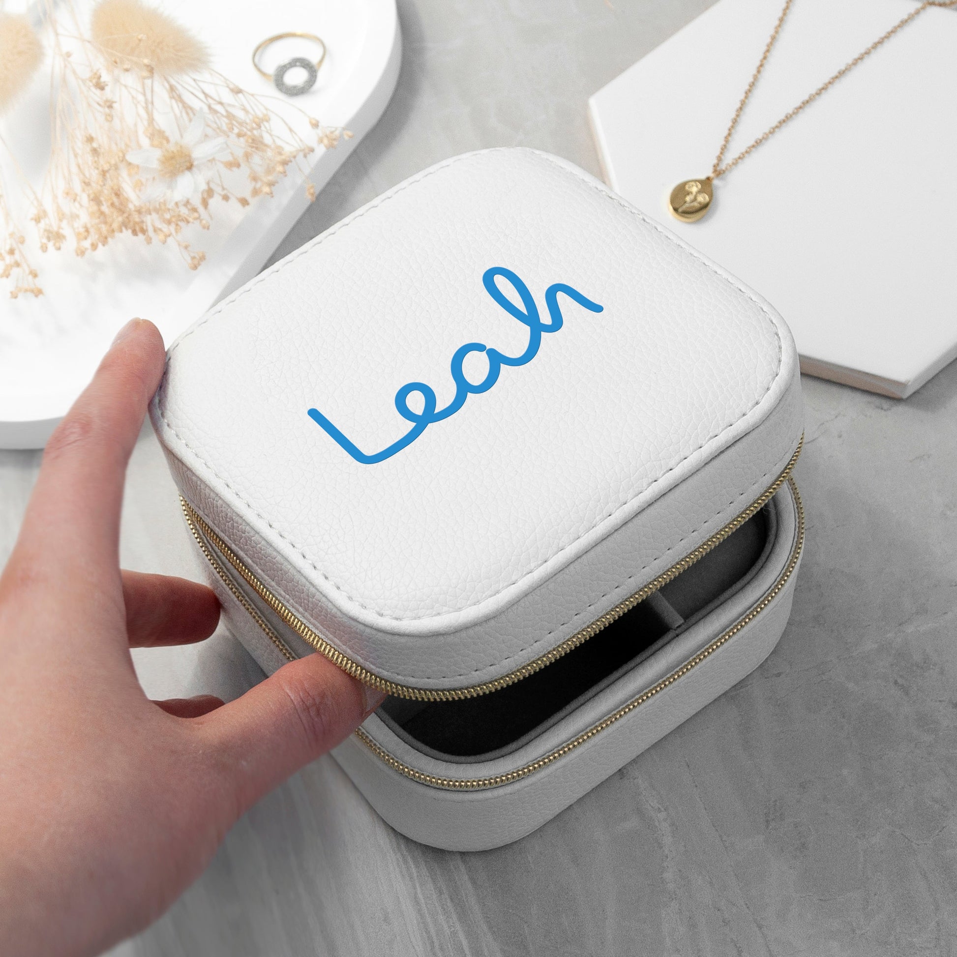 Personalised White Summer Jewellery Case