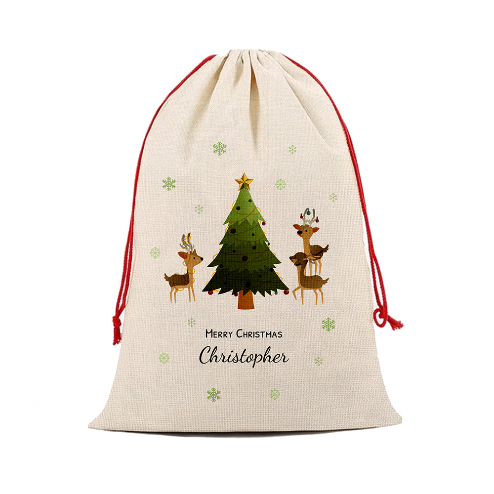 Personalised Christmas Reindeer Family Sack