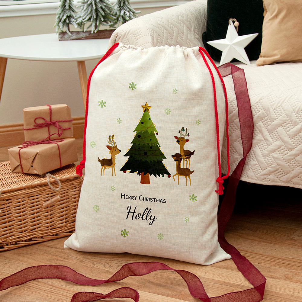 Personalised Christmas Reindeer Family Sack