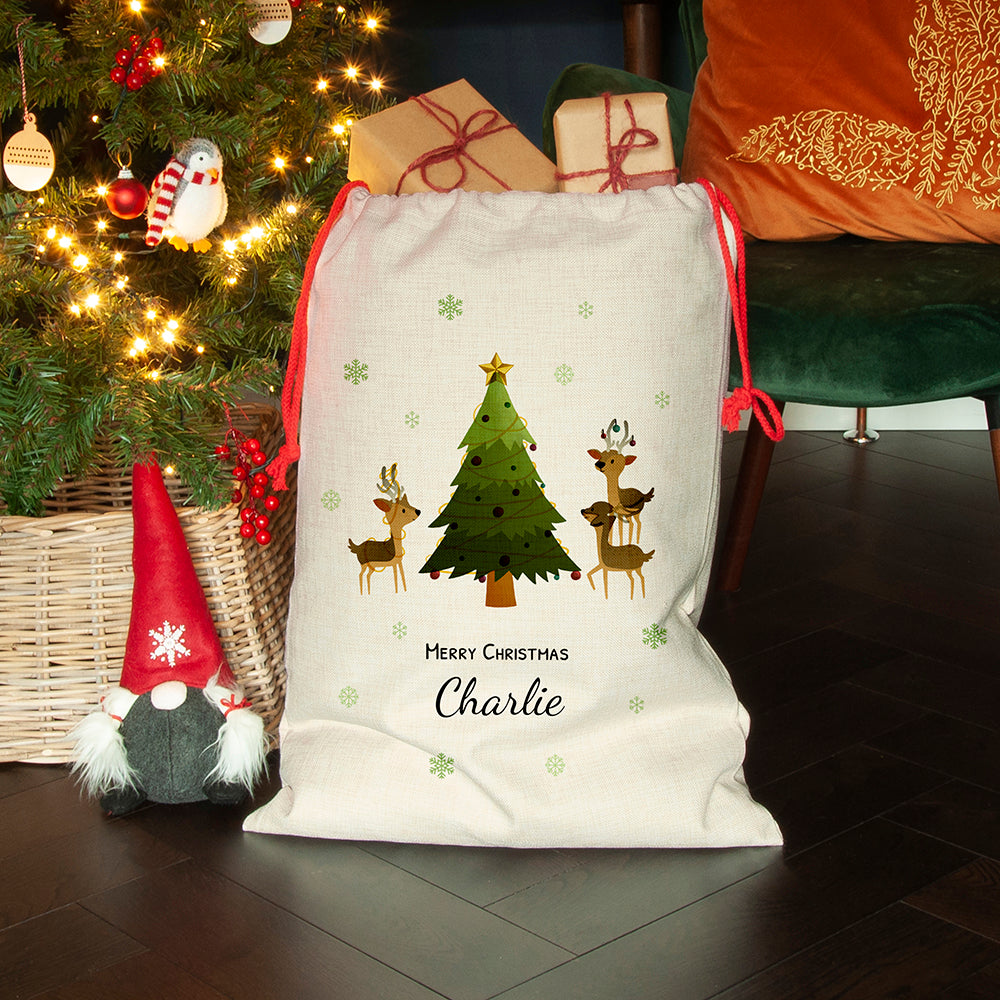 Personalised Christmas Reindeer Family Sack