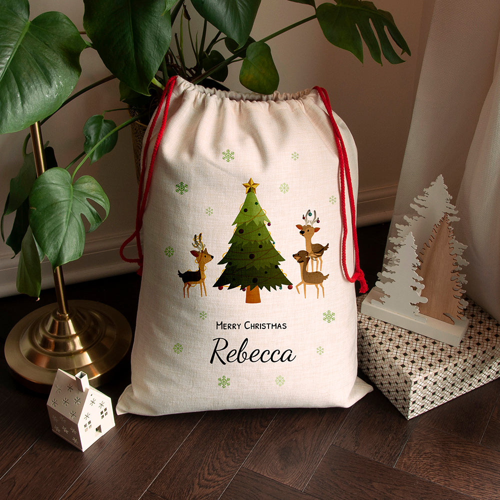 Personalised Christmas Reindeer Family Sack