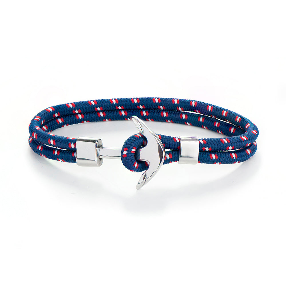 Personalised Men's Blue Rope Nautical Anchor Bracelet