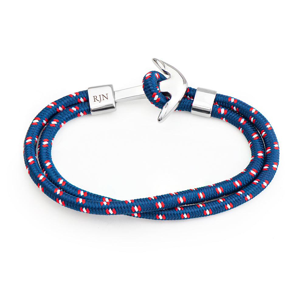 Personalised Men's Blue Rope Nautical Anchor Bracelet
