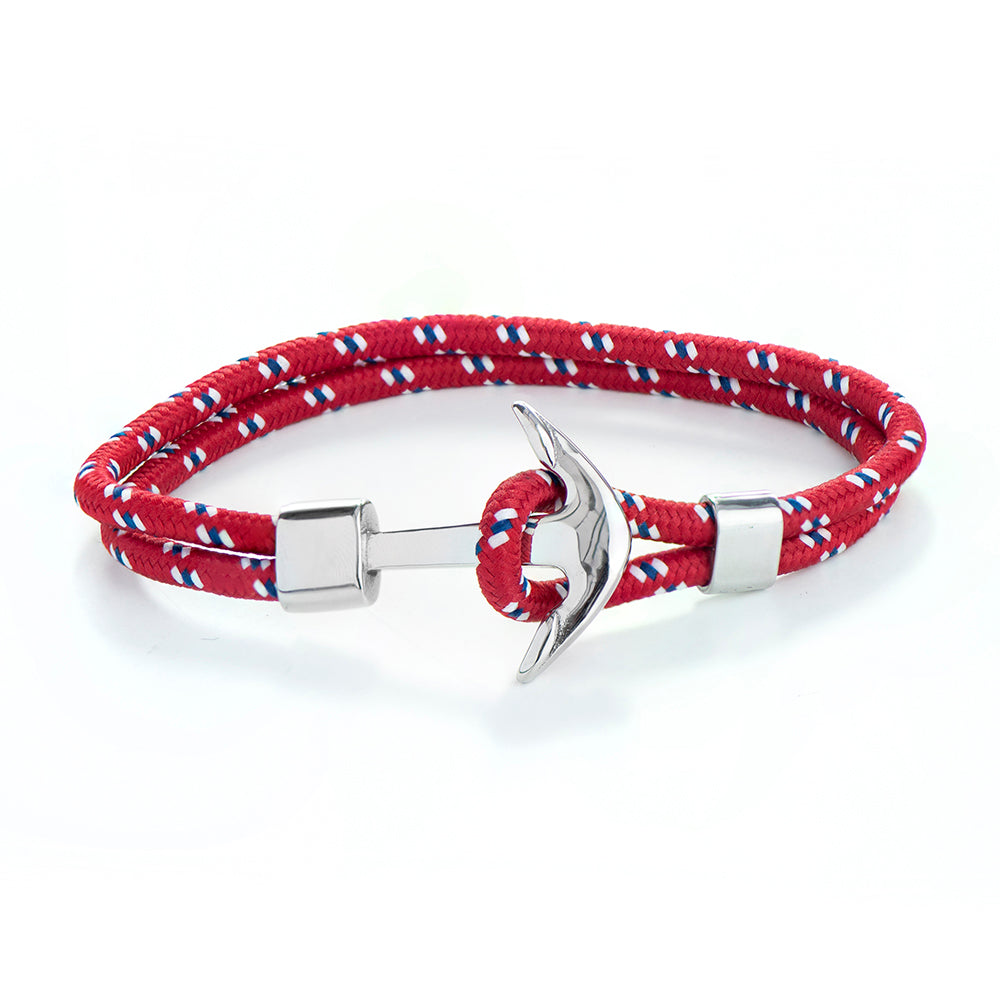 Personalised Men's Red Rope Nautical Anchor Bracelet