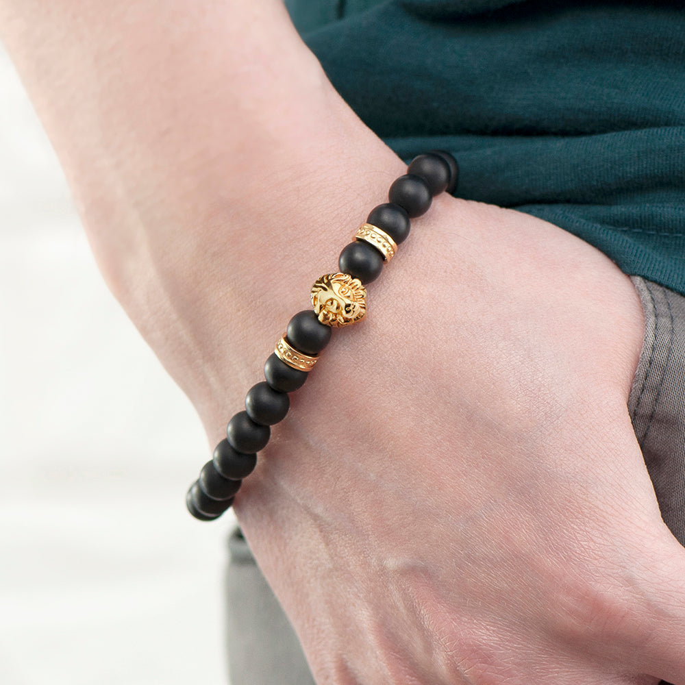 Personalised Men's Golden Lion Bracelet