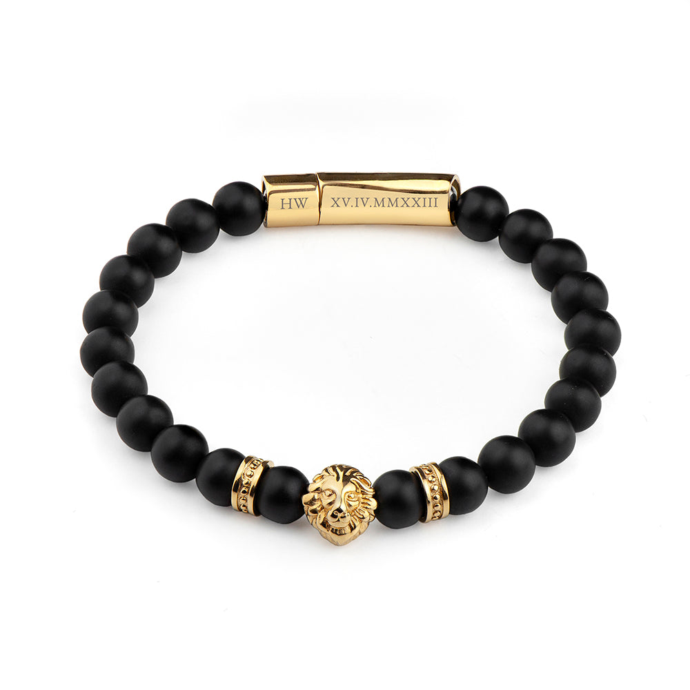 Personalised Men's Golden Lion Bracelet