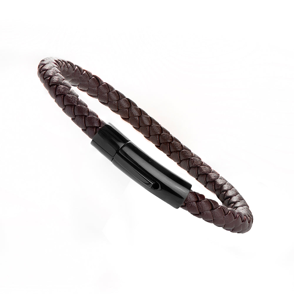 Personalised Men's Woven Brown Leather Bracelet