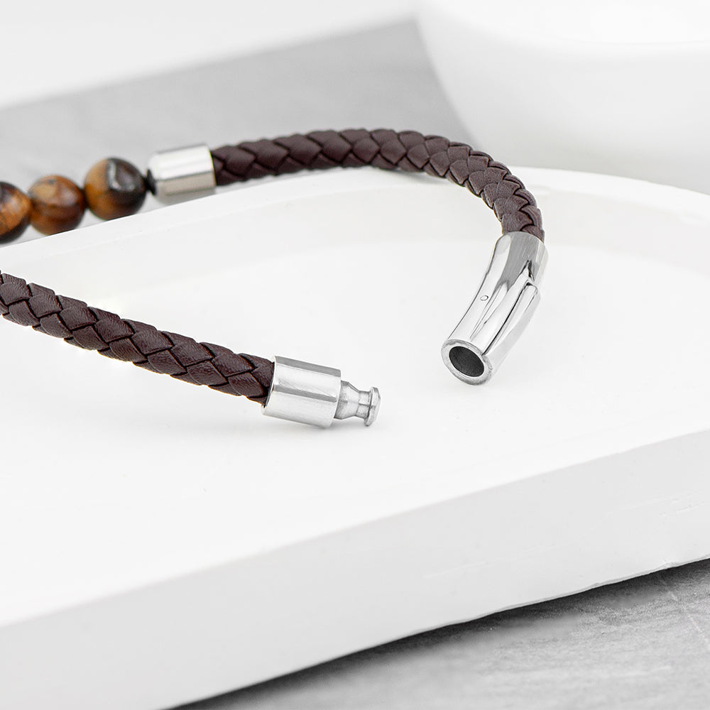Personalised Men's Woven Tiger's Eye Bracelet