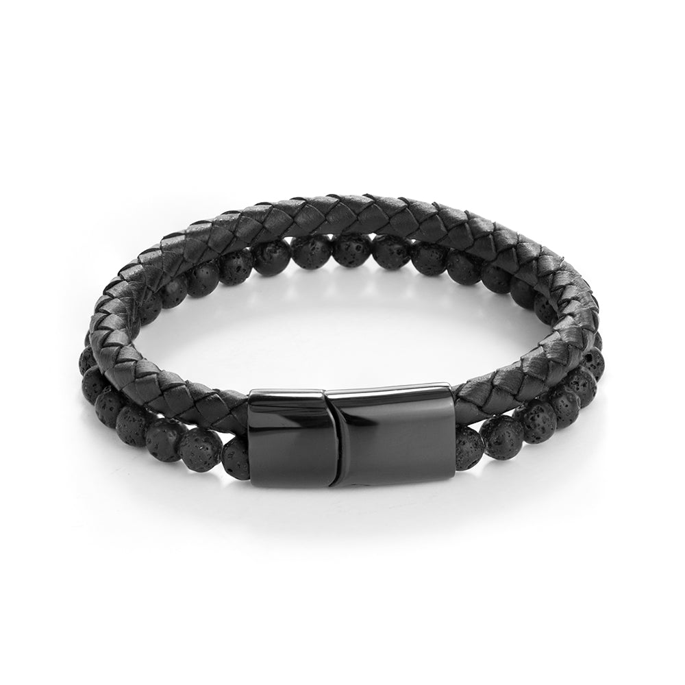 Personalised Men's Woven Duo Black Bracelet