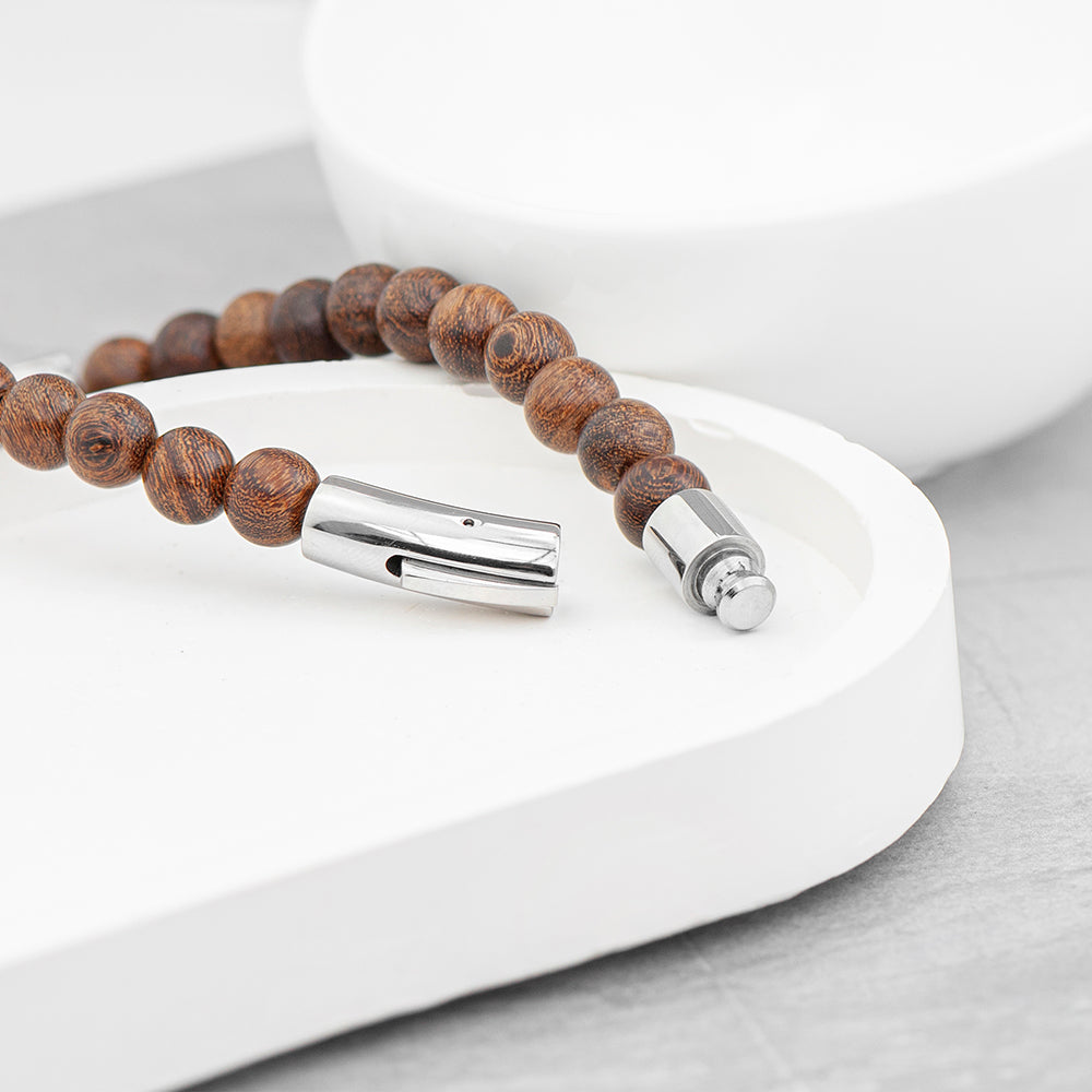 Personalised Men's Wooden Bracelet with Magnetic Clasp