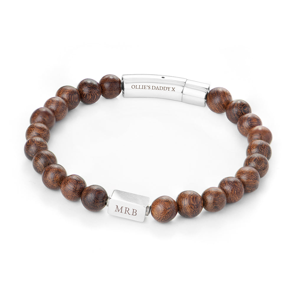 Personalised Men's Wooden Bracelet with Magnetic Clasp