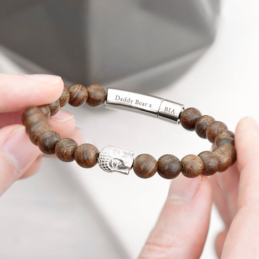 Personalised Men's Wooden Buddha Bracelet
