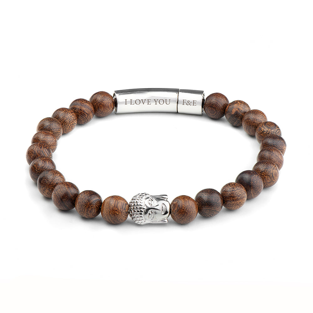 Personalised Men's Wooden Buddha Bracelet