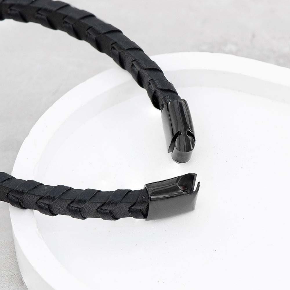 Personalised Men's Leather Chevron Bracelet