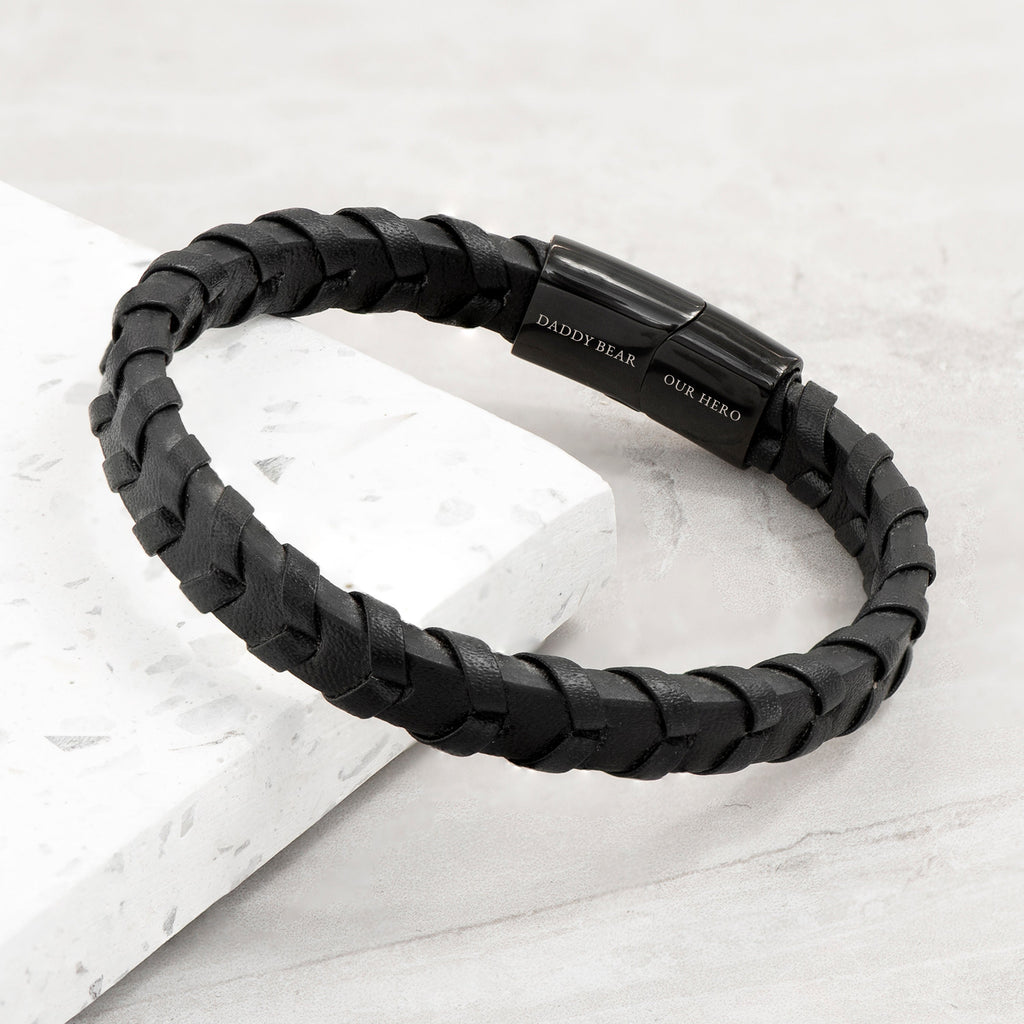 Personalised Men's Leather Chevron Bracelet