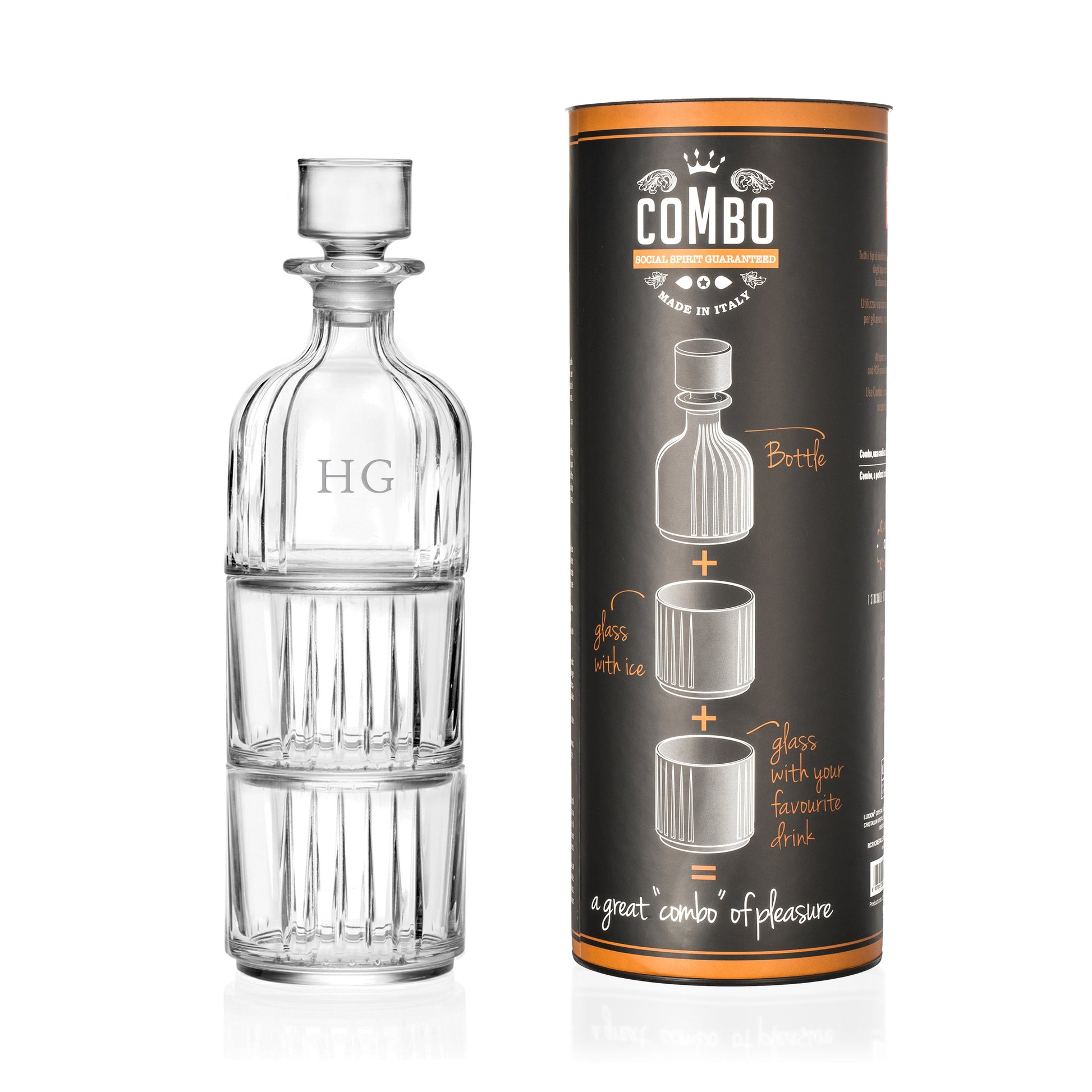 Personalised Stacking Whisky Decanter and Tumblers Set