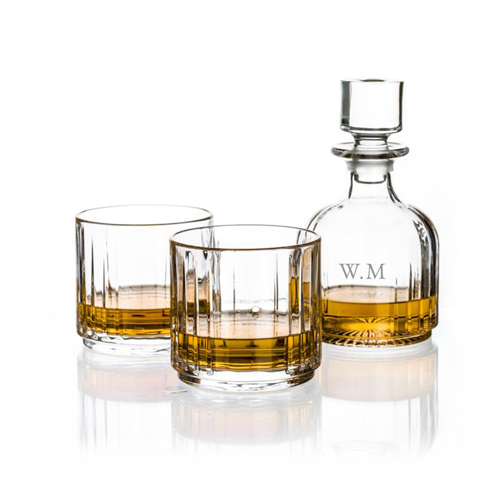 Personalised Stacking Whisky Decanter and Tumblers Set