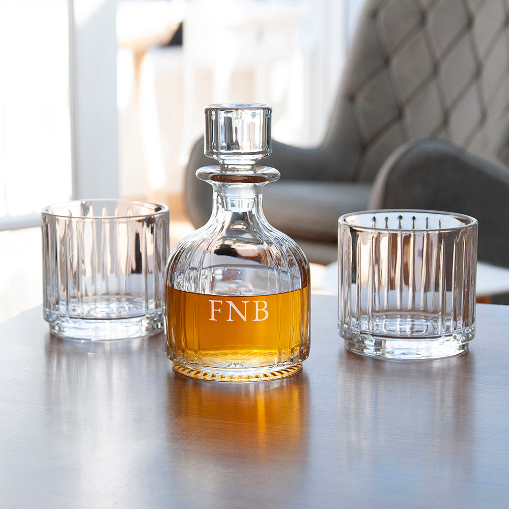Personalised Stacking Whisky Decanter and Tumblers Set