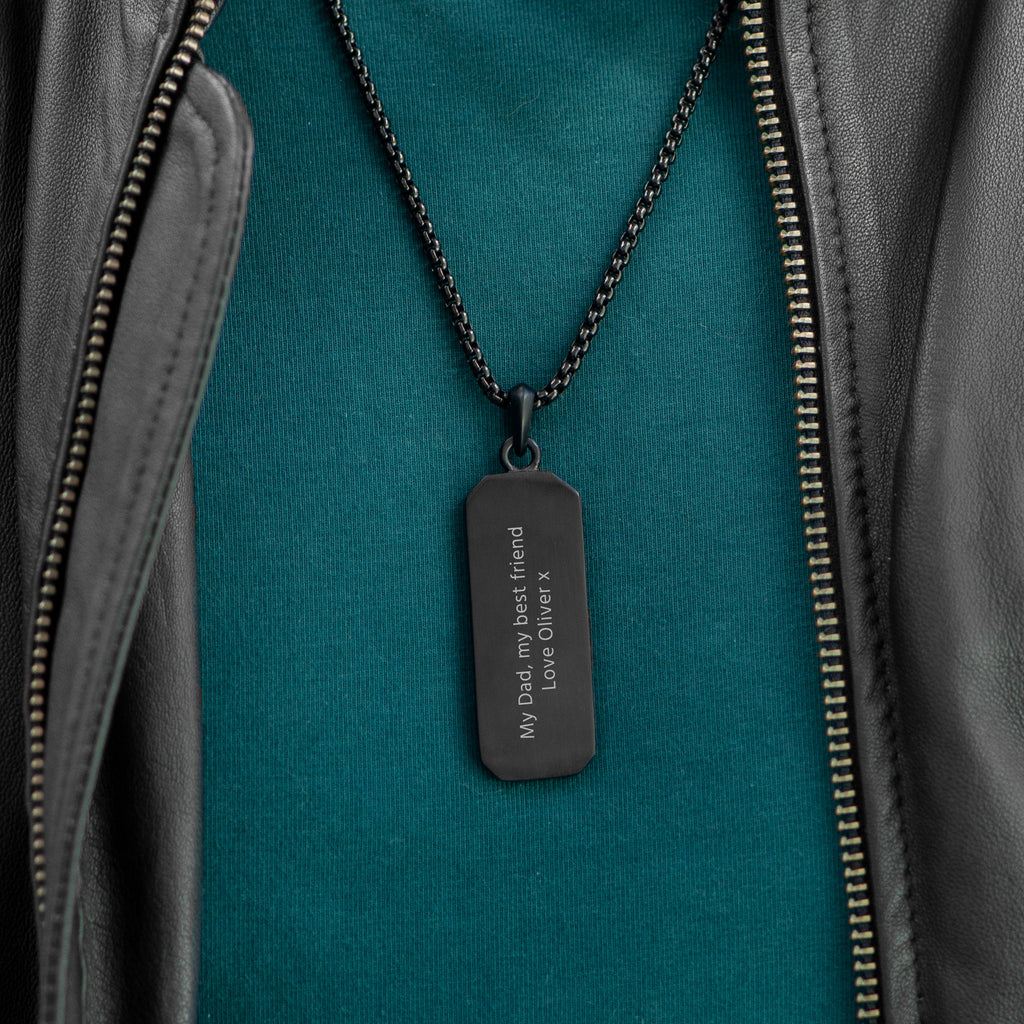 Personalised Men's Black Tyretread Necklace