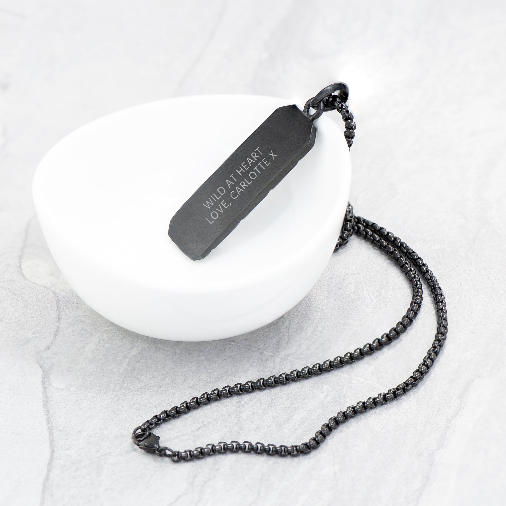 Personalised Men's Black Tyretread Necklace