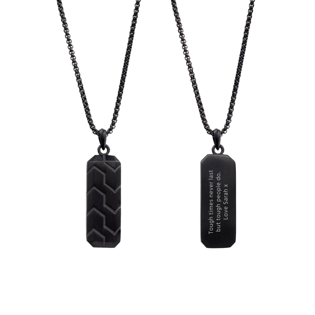 Personalised Men's Black Tyretread Necklace