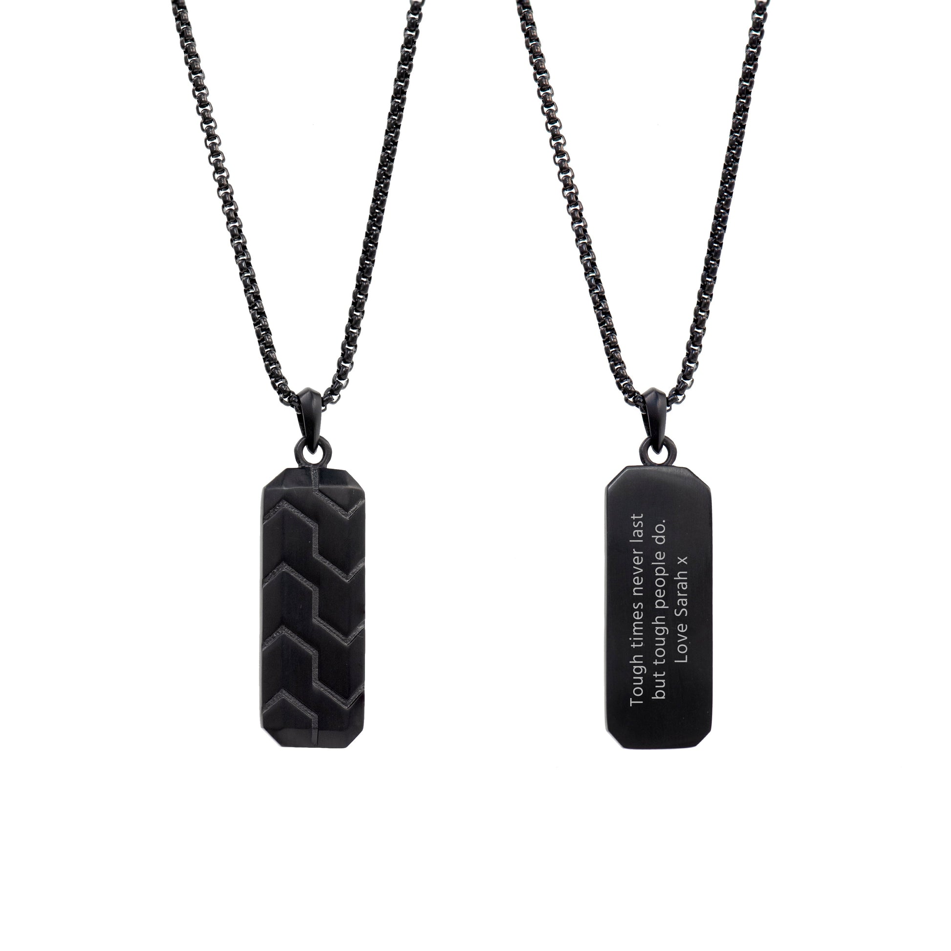 Personalised Men's Black Tyretread Necklace