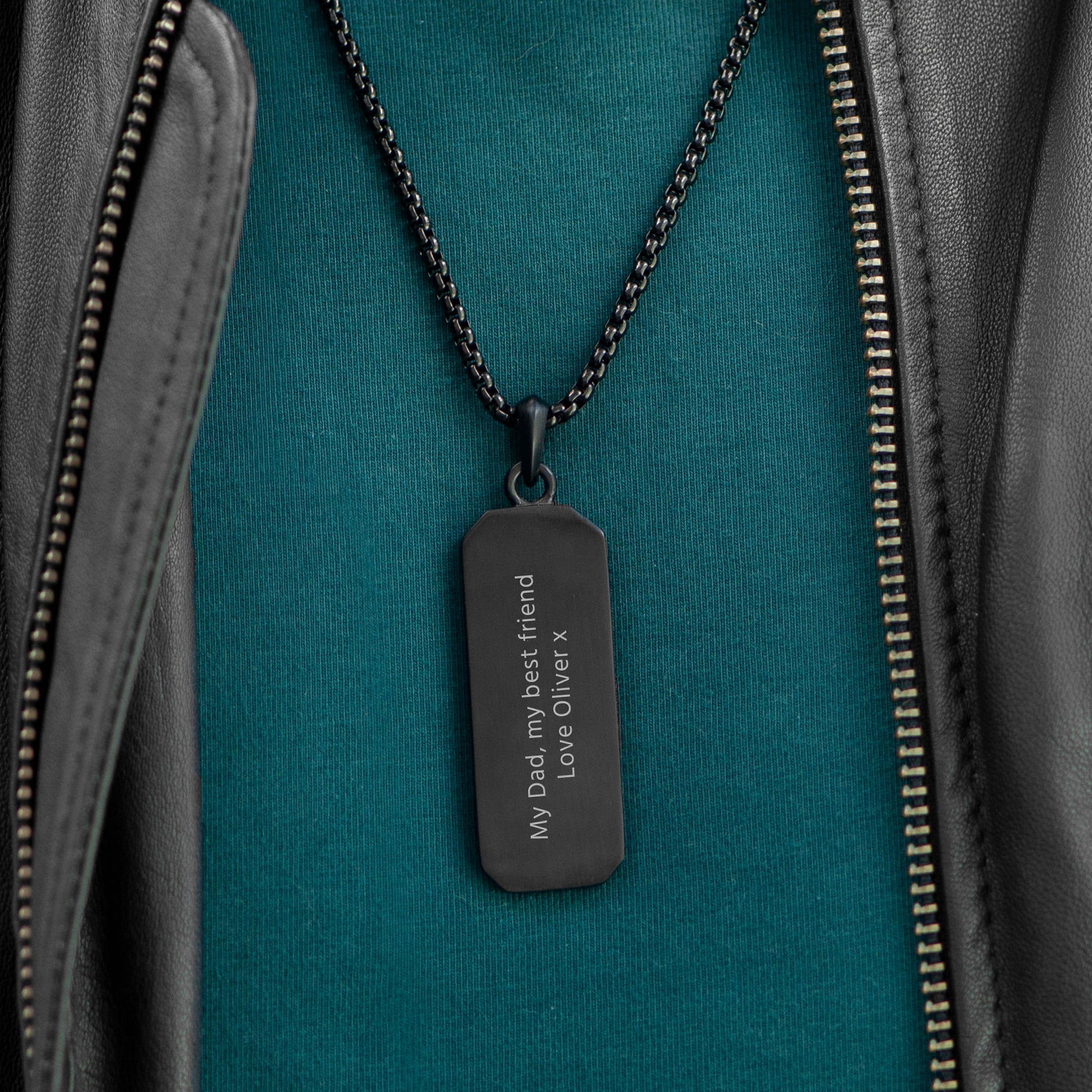 Personalised Men's Black Tyretread Necklace