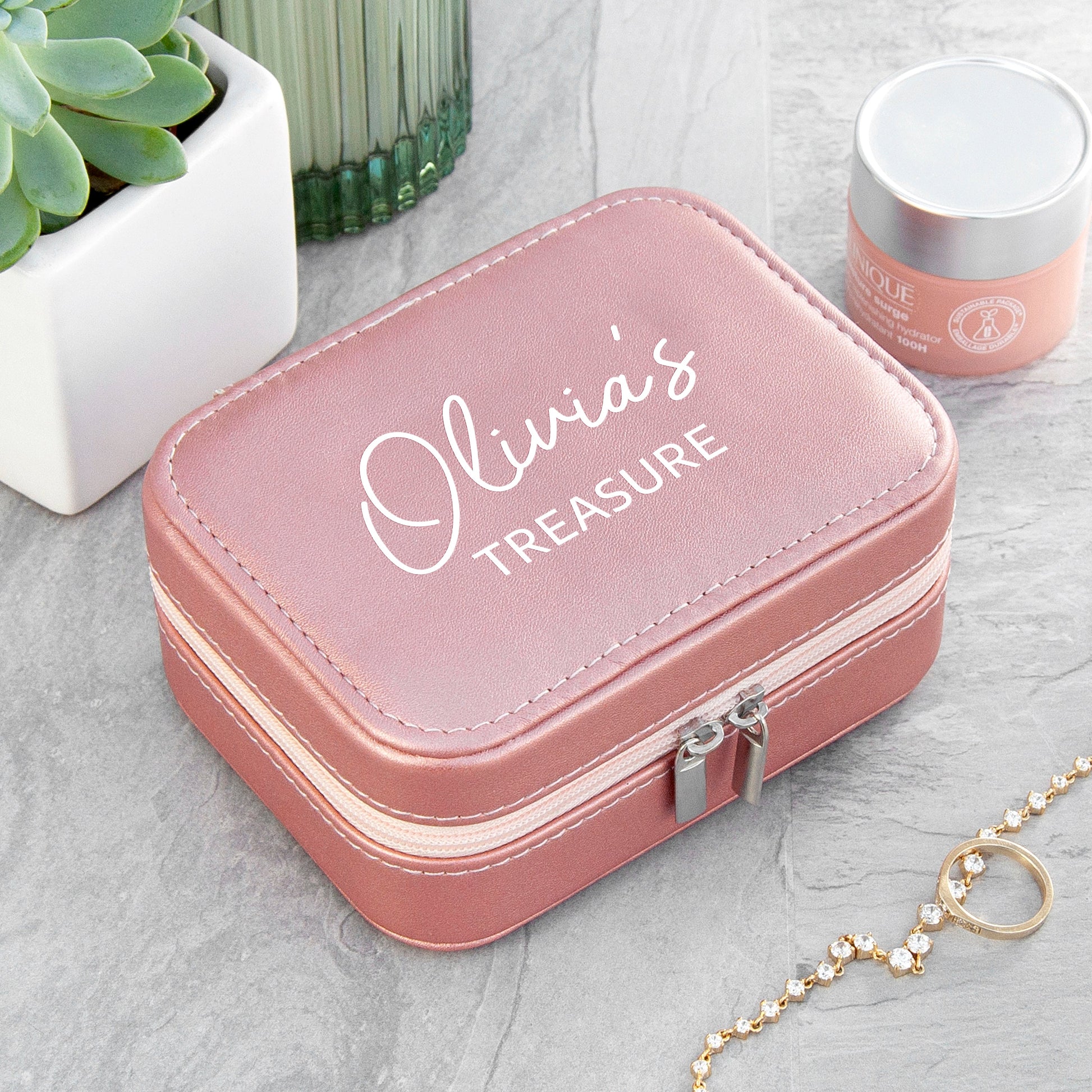 Personalised Sparkly Pink My Treasure Jewellery Case