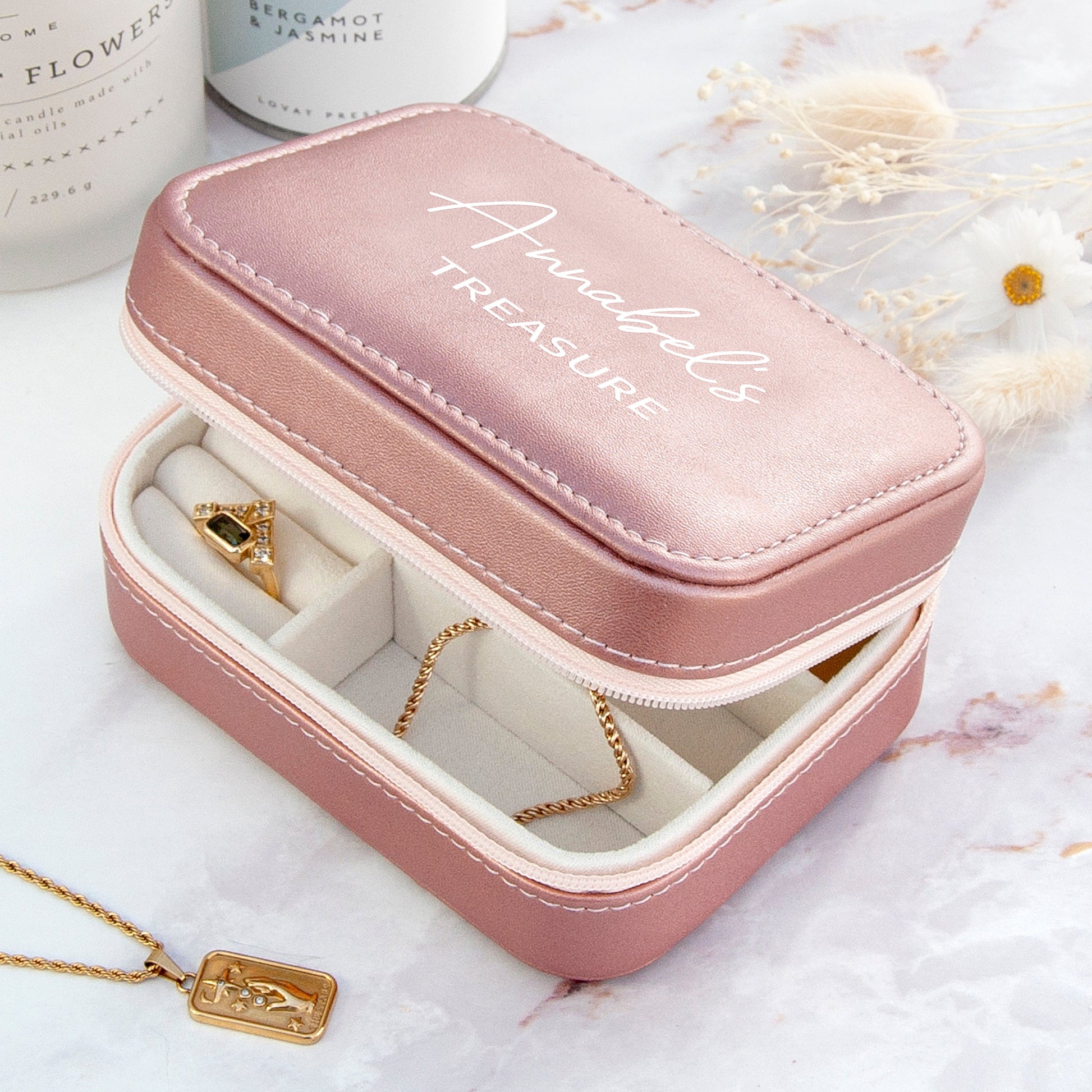 Personalised Sparkly Pink My Treasure Jewellery Case