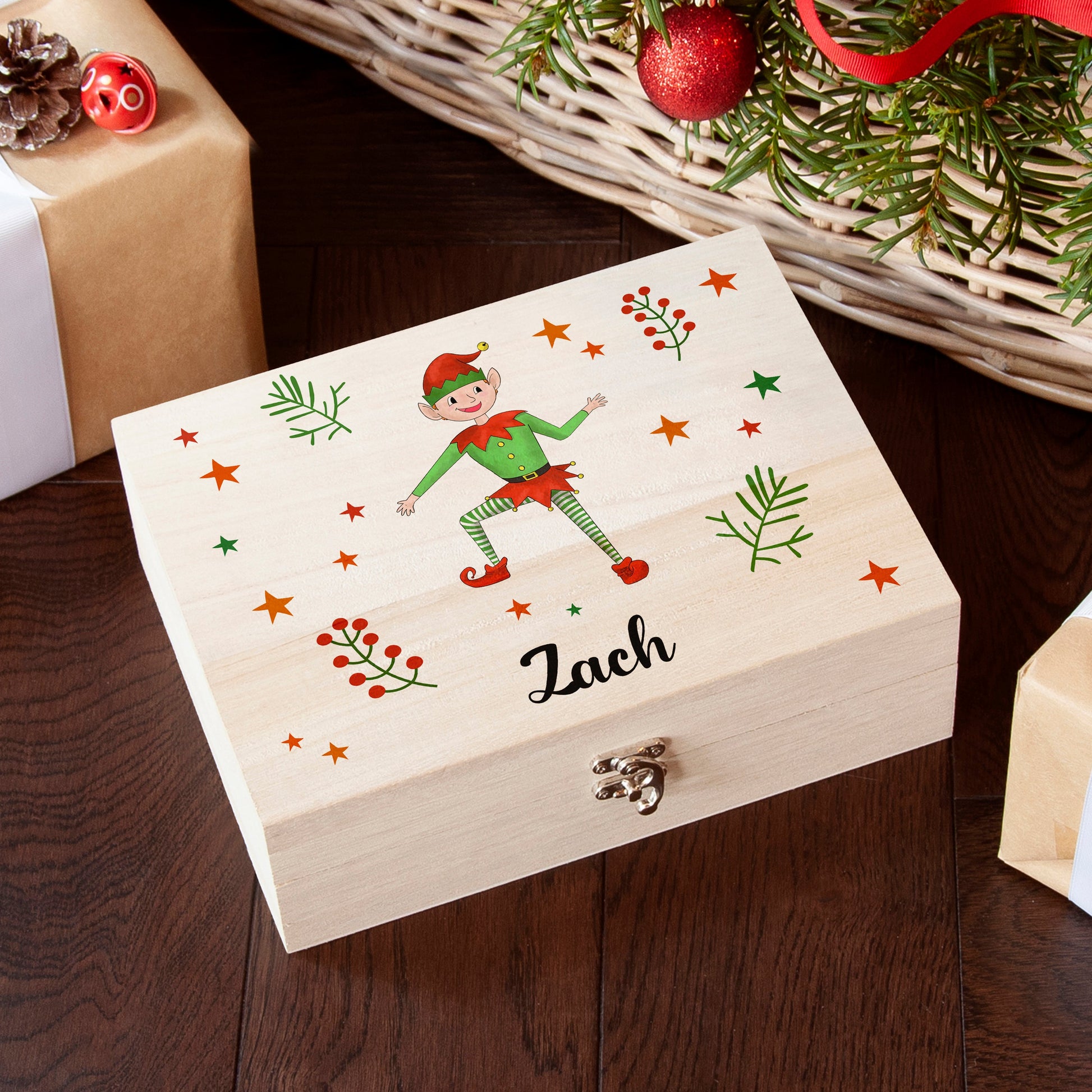 Personalised Boy Elf Christmas Eve Box