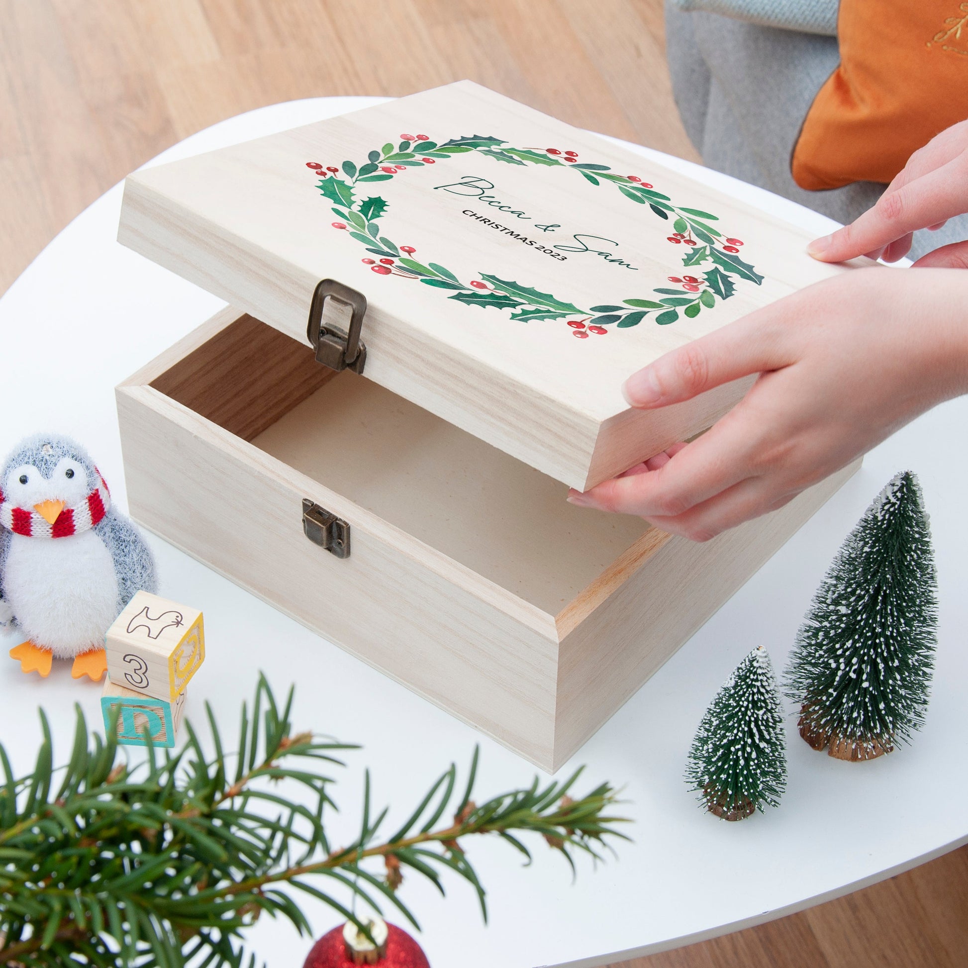 Personalised Couple's Wreath Christmas Eve Box