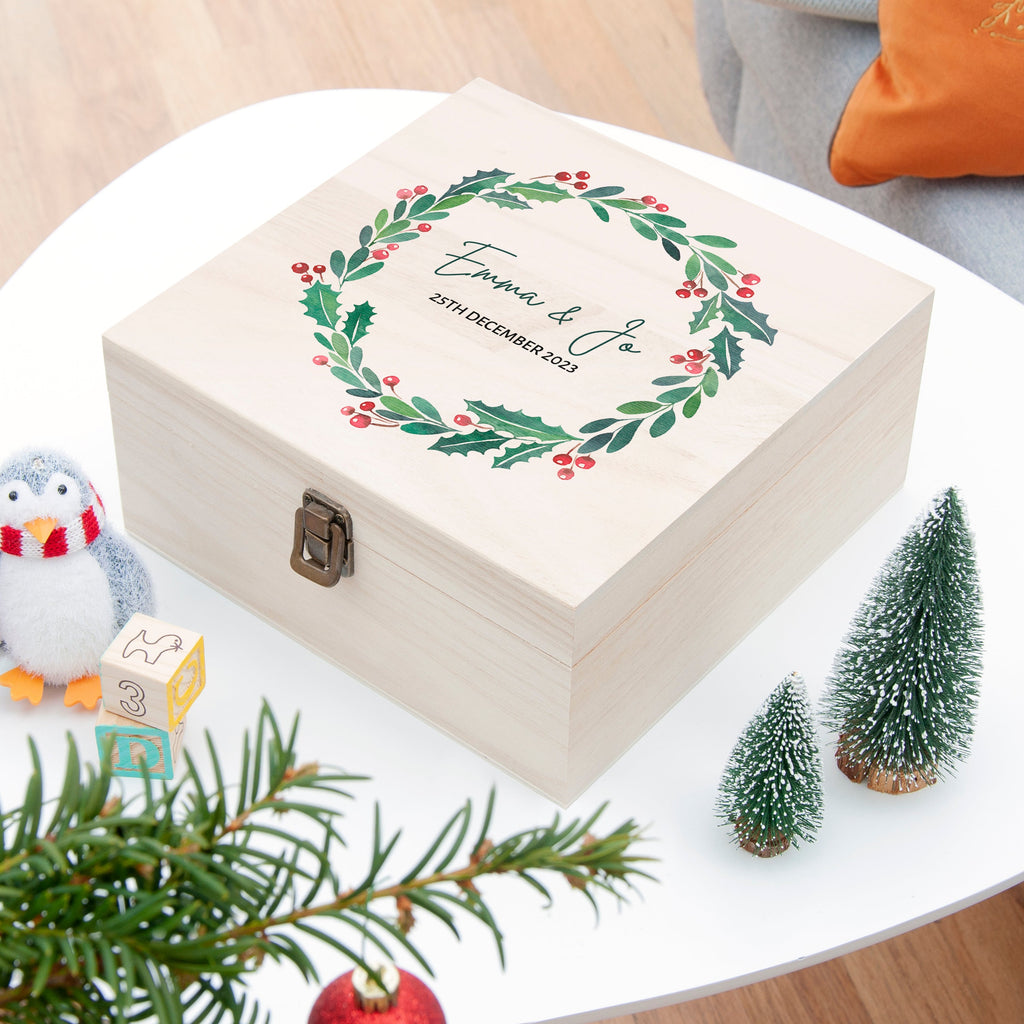 Personalised Couple's Wreath Christmas Eve Box
