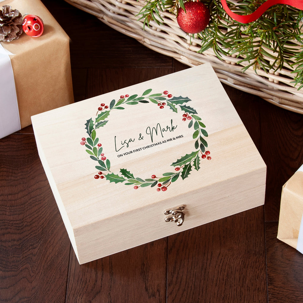 Personalised Couple's Wreath Christmas Eve Box
